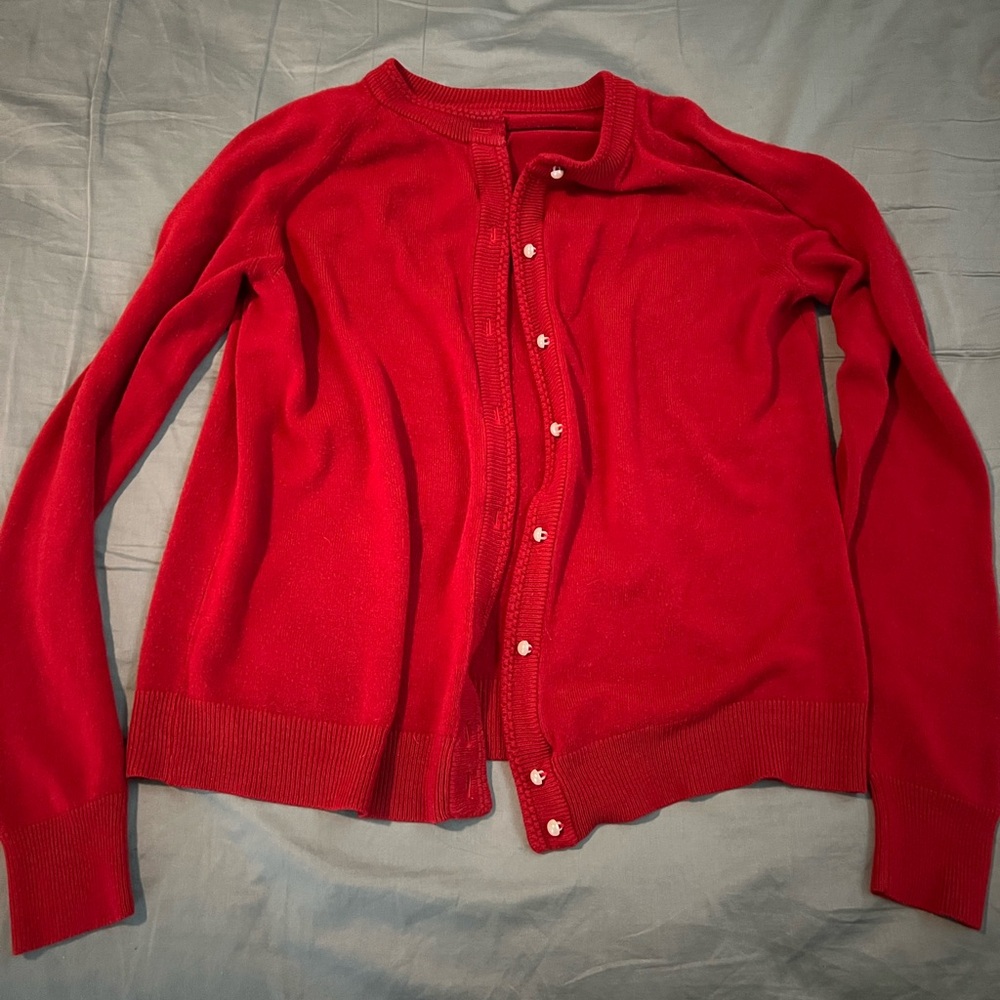 Red wool cardigan